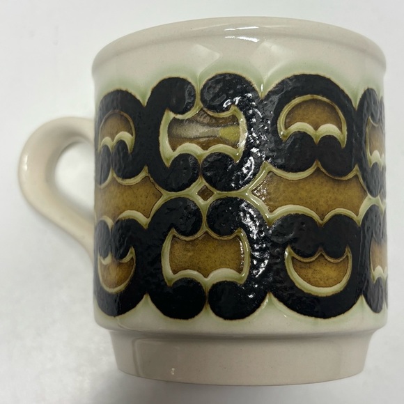 Vintage Biltons England glazed stoneware mug with retro brown and gold pattern - Picture 5 of 7